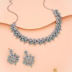 Brado Oxidised Silver AD Choker Necklace Set - Fast Shipping to USA & Canada - Image 7