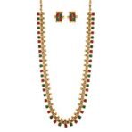 I Jewels 18K Gold Plated South Indian Multicolour Stone Long Necklace & Earrings (MC041) - Fast Shipping to USA & Canada - Image 2