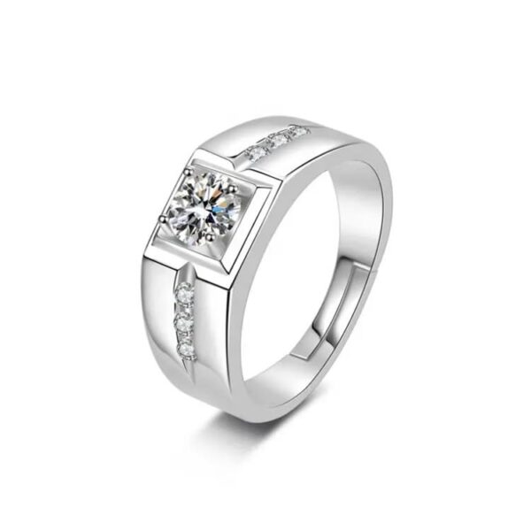 MEENAZ Ring for Men Mens couples gents Boys Boyfriend Friends American diamond AD CZ stone thumb Band Stylish proposal Adjustable Silver Finger ring Platinum combo Valentine gifts Anniversary 346 - Fast Shipping to USA & Canada