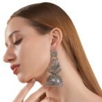 Shreyadzines Trendy Oxidised Stone Jhumki Jhumkas Dangle Earring Set for Women - Fast Shipping to USA & Canada - Image 5