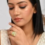 VOYLLA Forever More Floral Green Stone Enamelled Cocktail Ring|Enameled Ring For Women|Adjustable Ring|Wedding|Gift For Women| - Fast Shipping to USA & Canada - Image 4