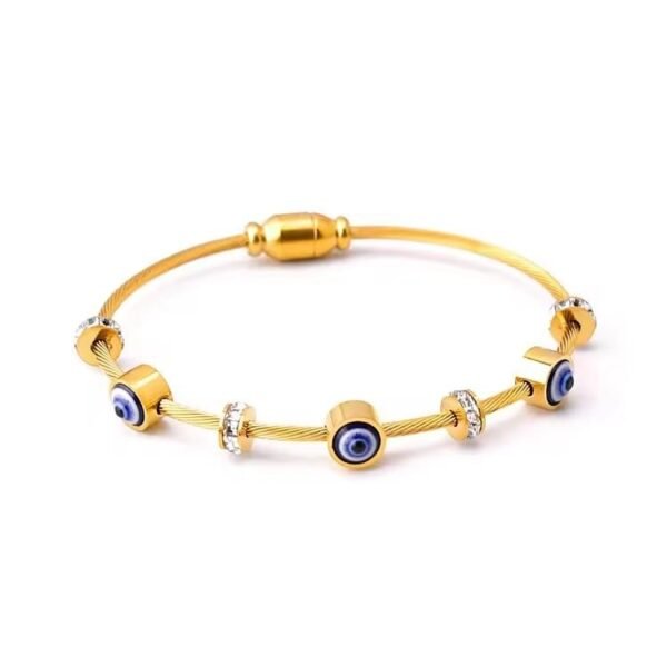 MEENAZ Rose Gold Evil Eye Crystal Adjustable Bracelet - Fast Shipping to USA & Canada