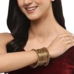 ZENEME Oxidised Silver-Plated Textured Bangles Jewellery Set for Girls and Women (2.4 Inch) - Fast Shipping to USA & Canada - Image 5