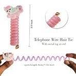 ANNA CREATIONS 5 Pack Telephone Wire Hair Band for Kids Elastic Spiral Hair Ties for Girls Cute Cartoon Braids Ponytail Holder Maker Kids Hair Accessories for Girls (Unicorn-Ponytail Ribbon-5) - Fast Shipping to USA & Canada - Image 3