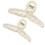 ANNACREATIONS 2 Pcs Pearl Large Hair Claw Clips Long Hair Jaw Clips Clutches Barrettes Hair Accessories for Women and Girls, White - Fast Shipping to USA & Canada - Image 2