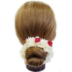 Diversa Artificial Gajra Flower Scrunchies For Hair Bun, Bracelet, Juda, and Ponytail Wedding Jewellery Reusable Fragrance Hair Mogra Gajra Tie For Women/Girls Gajra Scented Mogra (Red, Pack Of 3) - Fast Shipping to USA & Canada - Image 2