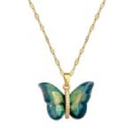 MEENAZ Golden Butterfly Pendant Necklace for Women - Fast Shipping to USA & Canada