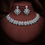 Brado Oxidised Silver AD Choker Necklace Set - Fast Shipping to USA & Canada - Image 4