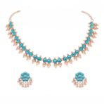 Brado Rose Gold AD Stone Choker Necklace Set with Earrings - Fast Shipping to USA & Canada - Image 2