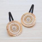 Pretty Ponytails Ethnic Traditional Pearl Mandala Flower Hand embroidered Handmade Hair Clips or Fancy Accessories for Kids or Girls for Wedding or Festivals - Fast Shipping to USA & Canada - Image 3