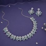 Brado Oxidised Silver AD Choker Necklace Set - Fast Shipping to USA & Canada - Image 6