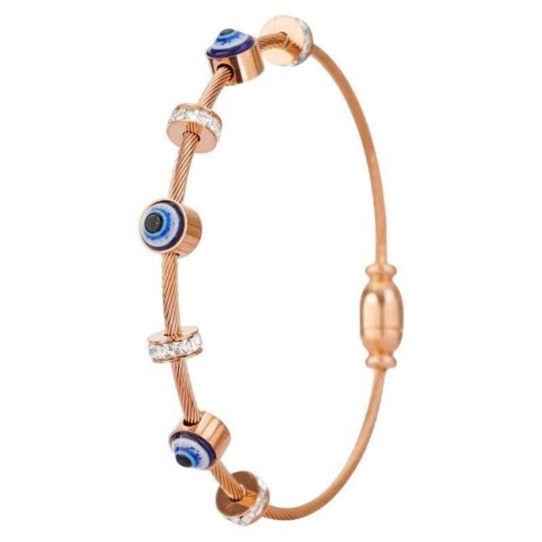 MEENAZ Rose Gold Evil Eye Adjustable Bracelet (560) - Fast Shipping to USA & Canada