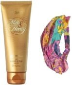 ORIFLAME Milk & Honey Gold Smoothing Sugar Scrub Small Pack - 75 Grams And Colourful Head Band For Girls/Women - Combo - Fast Shipping to USA & Canada