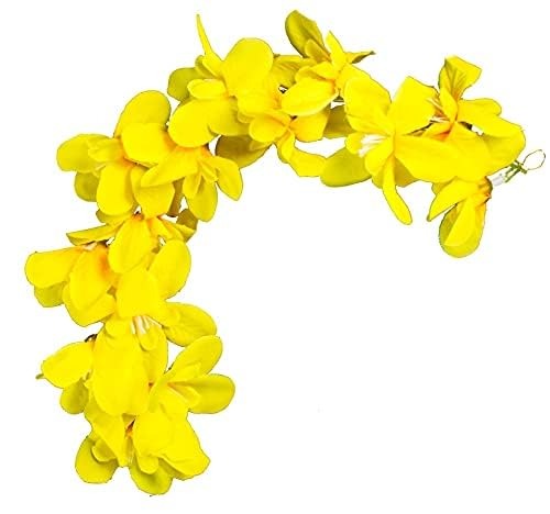 BengCraft Yellow Orchid Gajra Juda Bun Hair Accessories for Girls & Women, Elegant Floral Hair Styling for Weddings, Festivals & Everyday Beauty - Fast Shipping to USA & Canada