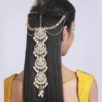 I Jewels Gold Plated White Kundan & Pearl Paranda Hair Braid Pin (T2096W) - Fast Shipping to USA & Canada - Image 5