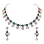 Brado Rose Gold Stone Studded Necklace with Earrings - Fast Shipping to USA & Canada - Image 2