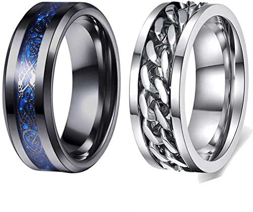 MEENAZ Stainless Steel Stylish dragon celtic proposal Couple band thumb Silver Platinum Black combo Finger Ring for Men Mens gents unisex Boys Boyfriend MEN RINGS-AM071 - Fast Shipping to USA & Canada