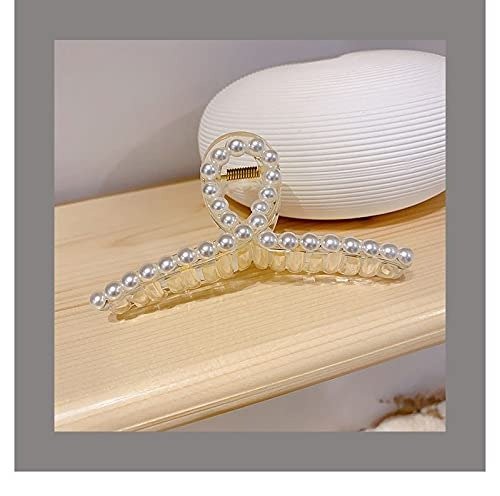 ANNACREATIONS Korean Fashionable Fancy Stylish Large Pearl Hair Claw Clips Long Hair Jaw Clips Clutches Barrettes Hair Accessories For Women's And Girls 1 Count (Pack of 1) White - Fast Shipping to USA & Canada