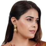 Shreyadzines Shreyadzines Traditional Temple Jewellery 18k One Gram Gold Ethnic South Indian Meenakari Ghungroo Peacock Jhumkas Jhumki Earrings Set For Women girls Latest GOLD JHUMKI - Fast Shipping to USA & Canada - Image 3