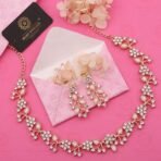 Women Rose Gold Stone Studded Necklace Set (White) - Fast Shipping to USA & Canada - Image 4