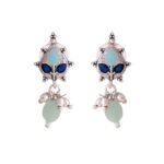 Voylla Silver Brass Blue Colourful Drop Earrings with Beads for Women and Girls - Fast Shipping to USA & Canada