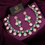 Brado Rose Gold Stone Studded Necklace with Earrings - Fast Shipping to USA & Canada - Image 6