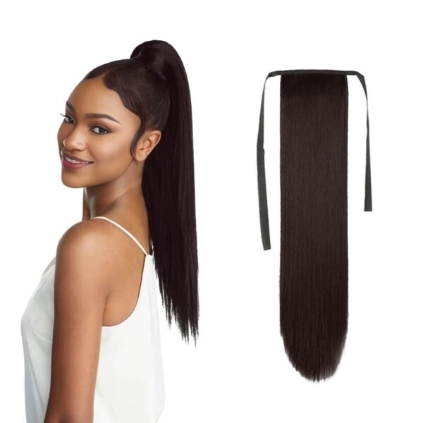 D-DIVINE Silky Ribbon Hair Extensions Women Straight Hair Extension For Girls To Increase Hair Volume, Brown color - Fast Shipping to USA & Canada