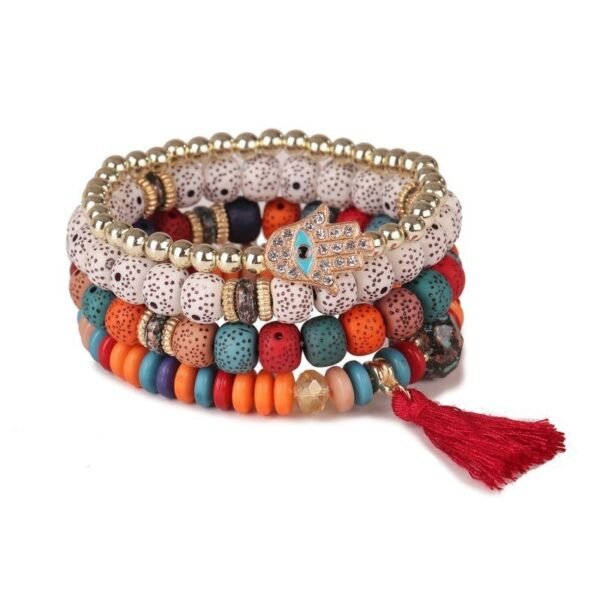 MEENAZ Bracelet for women stylish Fashion Bohemian bracelet for girls stylish Stackable Multilayer Hamsa Hand Evil Eye I Love You Bracelets Multicolor Crystal Charm Beaded Bracelet for Women Girls - Fast Shipping to USA & Canada
