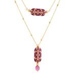 VOYLLA Pashmina Wajiha Layered Necklace for Women | Wedding | Party | Gift | Enameled | Kundan Necklaces - Fast Shipping to USA & Canada