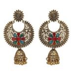 Shreyadzines Oxidised Polish Chandbali Jhumka Jhumki Stone Earrings for Women and Girls - Fast Shipping to USA & Canada - Image 2