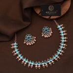 Brado Rose Gold AD Stone Choker Necklace Set with Earrings - Fast Shipping to USA & Canada - Image 5
