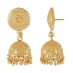 Shreyadzines Shreyadzines Traditional Temple Jewellery 18k One Gram Gold Ethnic South Indian Meenakari Ghungroo Peacock Jhumkas Jhumki Earrings Set For Women girls Latest GOLD JHUMKI - Fast Shipping to USA & Canada - Image 4