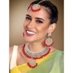 Peora 18K Gold Plated Kundan Faux Pearl Choker Necklace Earring Maang Tikka Traditional Jewellery Set for Women Girls - Fast Shipping to USA & Canada - Image 4