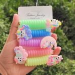 ANNA CREATIONS 5 Pack Telephone Wire Hair Band for Kids Elastic Spiral Hair Ties for Girls Cute Cartoon Braids Ponytail Holder Maker Kids Hair Accessories for Girls (Unicorn-Ponytail Ribbon-5) - Fast Shipping to USA & Canada - Image 2