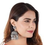 Shreyadzines Ethnic Style Black Oxidised Oxidized Earrings German Silver Black Metal Polish Designer Earring With Jhumka Jhumkas for Girls & Women - Fast Shipping to USA & Canada - Image 3