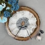 Pretty Goals Handmade Double Layered Scrunchie for Girls and Women, Cotton and Lace Hair Tie with Gingham Band, Large Ponytail Holder for Daily and Casual Styling (White) - Fast Shipping to USA & Canada - Image 3