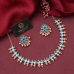 Brado Rose Gold AD Stone Choker Necklace Set with Earrings - Fast Shipping to USA & Canada - Image 6