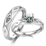 Mahi Valentine Gift Proposal Her King and His Queen Adjustable Couple Ring with Crystal for Men & Women (FRCO1103221R) - Fast Shipping to USA & Canada