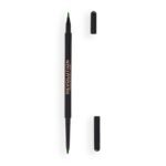 Makeup Revolution- Felt & Kohl Eyeliner- Green |Ultra Creamy and Pigmented texture | Smooth and buttery application |Smudge proof and long lasting | Built in smudger for smokey looks | 0.13gm - Fast Shipping to USA & Canada