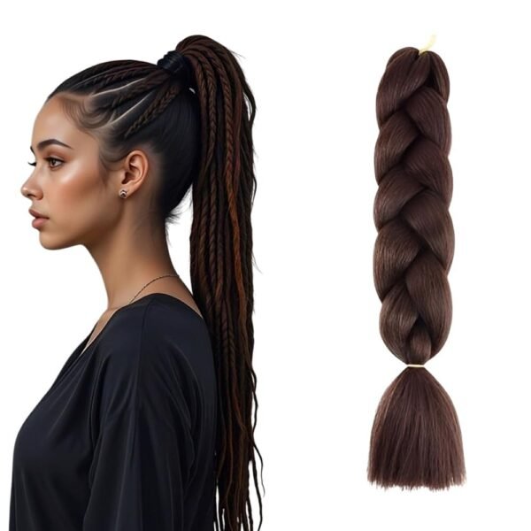 VIEWS Jumbo Braiding Hair Kanekalon Synthetic Hair Extension Braids 24Inch Crochet Twist Braids - (Pack of 1) (Brown AY4) - Fast Shipping to USA & Canada