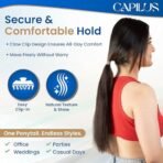Capilus Flat Clip-In Ponytail Hair Extensions (Brown, 24 Inch) | 100% Natural Human Hair | Changeable Clip | Instant Volume & Length | Original Human Hair Ponytail Extension for Women - Fast Shipping to USA & Canada - Image 6
