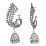Shreyadzines Traditional Designer Oxidized Silver Peacock Jhumki Jhumka Earrings for Women and Girls (Style2) - Fast Shipping to USA & Canada - Image 3