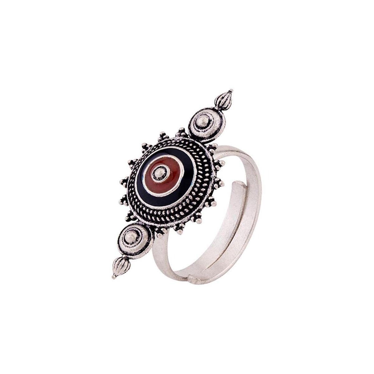 51XIGuo-KkL-1.jpg VOYLLA Mandala Aztec Inspired Ring|Oxidised Ring For Women|Adjustable Ring|Gift For Women| - Fast Shipping to USA & Canada - Image 1