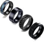 MEENAZ Black Stainless Steel Heart Love Couple Rings (Set of 2) - Fast Shipping to USA & Canada