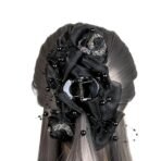 Pretty Goals Handmade Designer Hair Claw Clip for Girls and Women, Large Floral Clutcher with Fabric Roses and Glitter, Strong Grip for Bun and Ponytail Styling (Black) - Fast Shipping to USA & Canada - Image 2