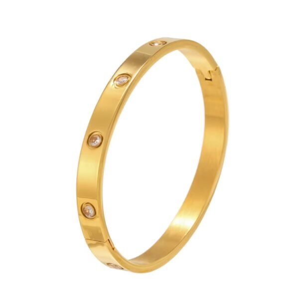 MEENAZ 18K Gold Plated Stainless Steel Crystal Cuff Bracelet - Fast Shipping to USA & Canada