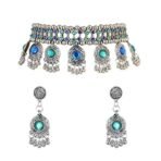 Shreyadzines Antique Traditional Latest Oxidised Fancy Choker Stone Necklace Jewellery Set for Women for Wedding - Fast Shipping to USA & Canada - Image 2
