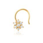 Mahi Cubic Zirconia Gold Plated Daisy Bloom Floral Nose Ring for Womens NR1100124G - Fast Shipping to USA & Canada