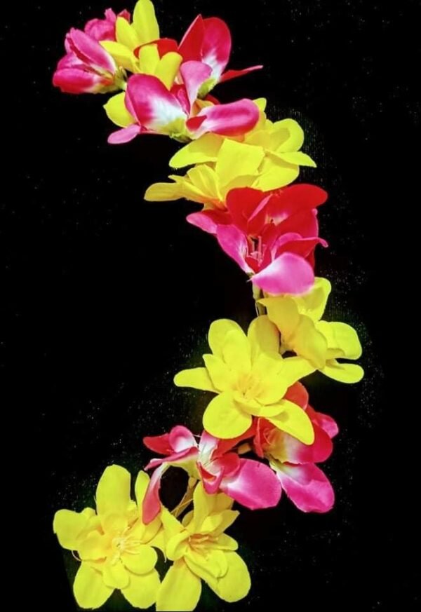 Artificial Gajra Flowers for Hair Bun Juda Accessories for Women in Pink and Yellow Color - Fast Shipping to USA & Canada