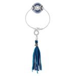 Mahi Blue Meena Work Enamel Lumba Rakhi for Bhabhi with Crystals Tassel (RAL1100673R) - Fast Shipping to USA & Canada